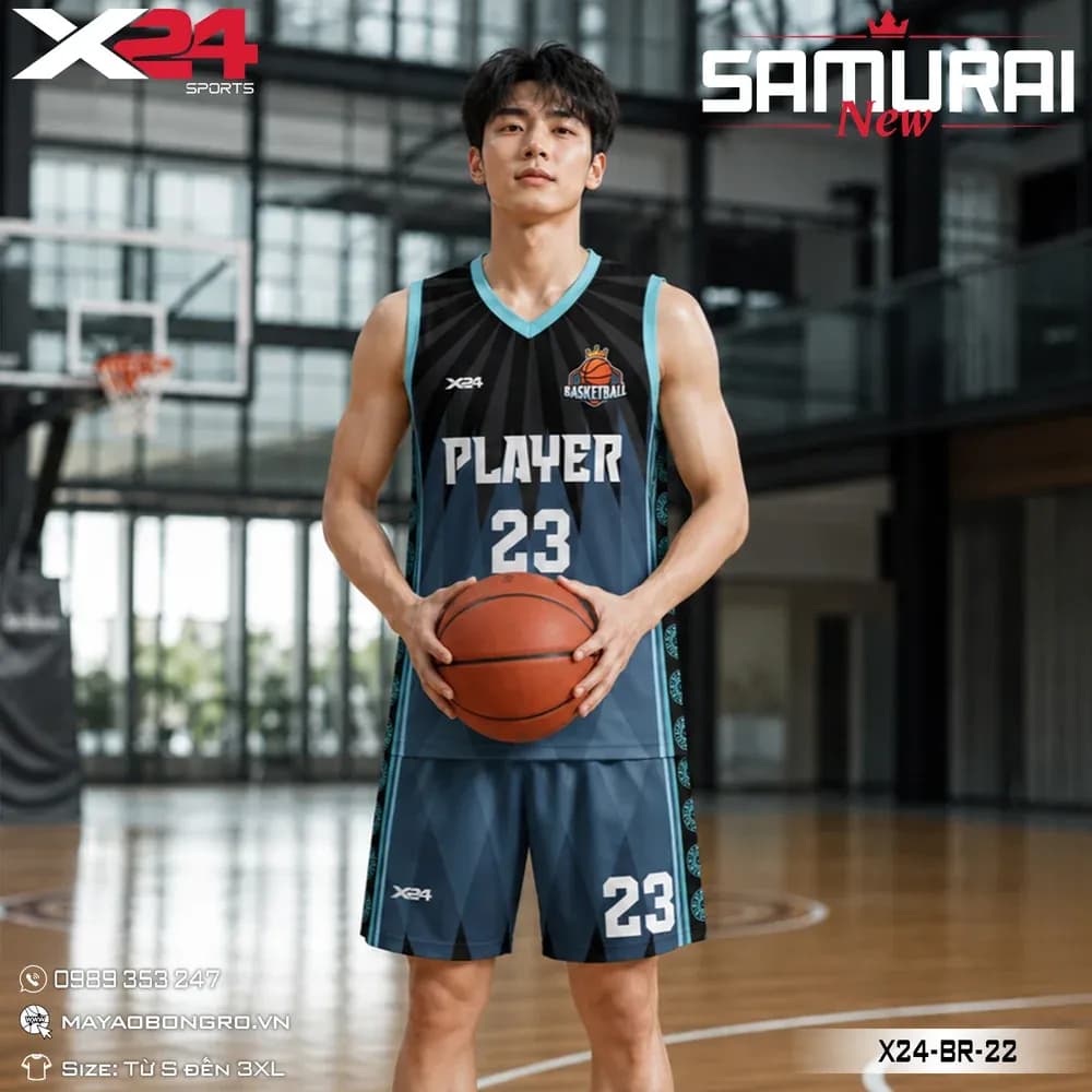 Mẫu áo bóng rổ X24-BR-22 màu Đen tại X24 Sport