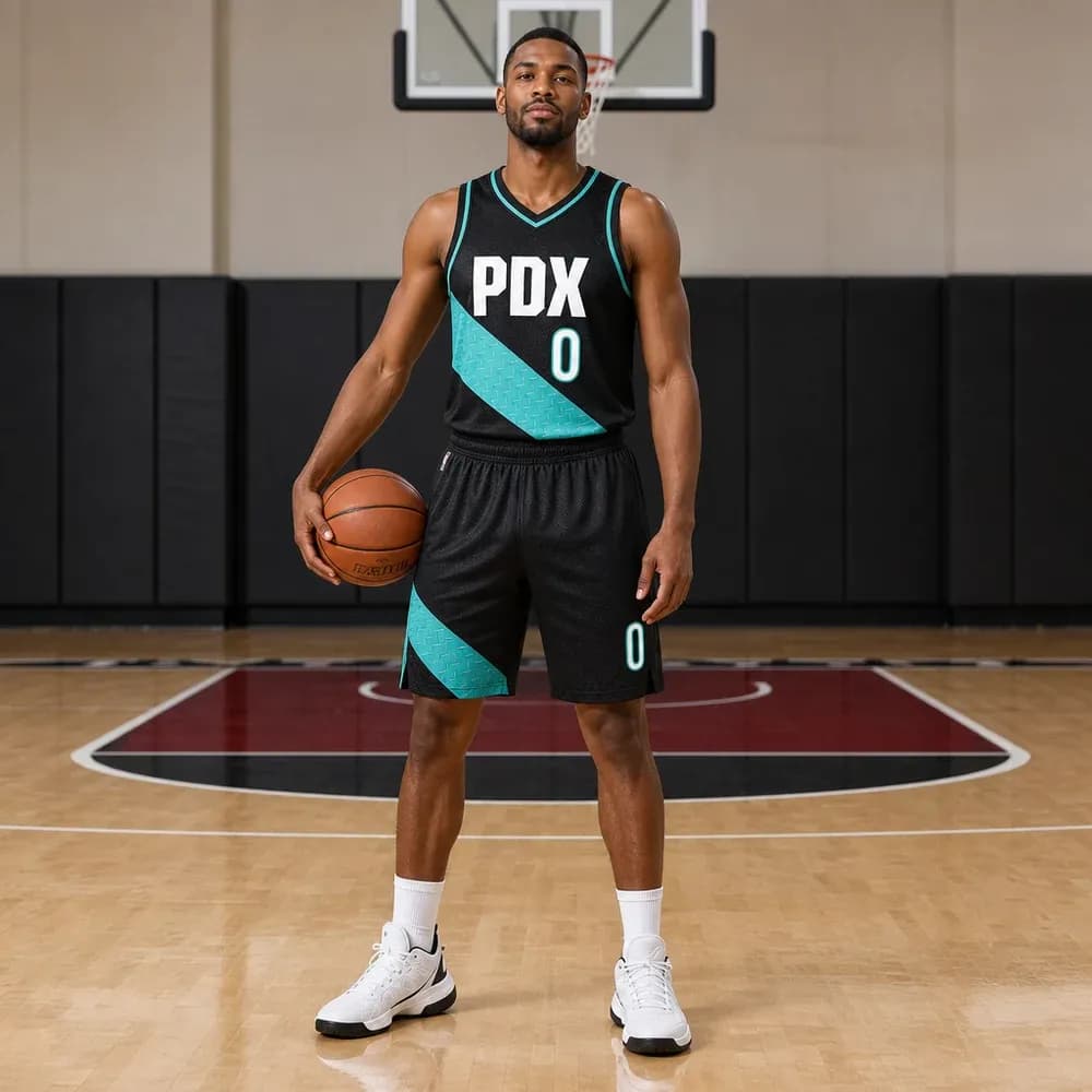 Áo Đấu Portland Trail Blazers City Edition 2022/23 - Màu Đen Cyan Cá Tính – Mã X24-NBA-718