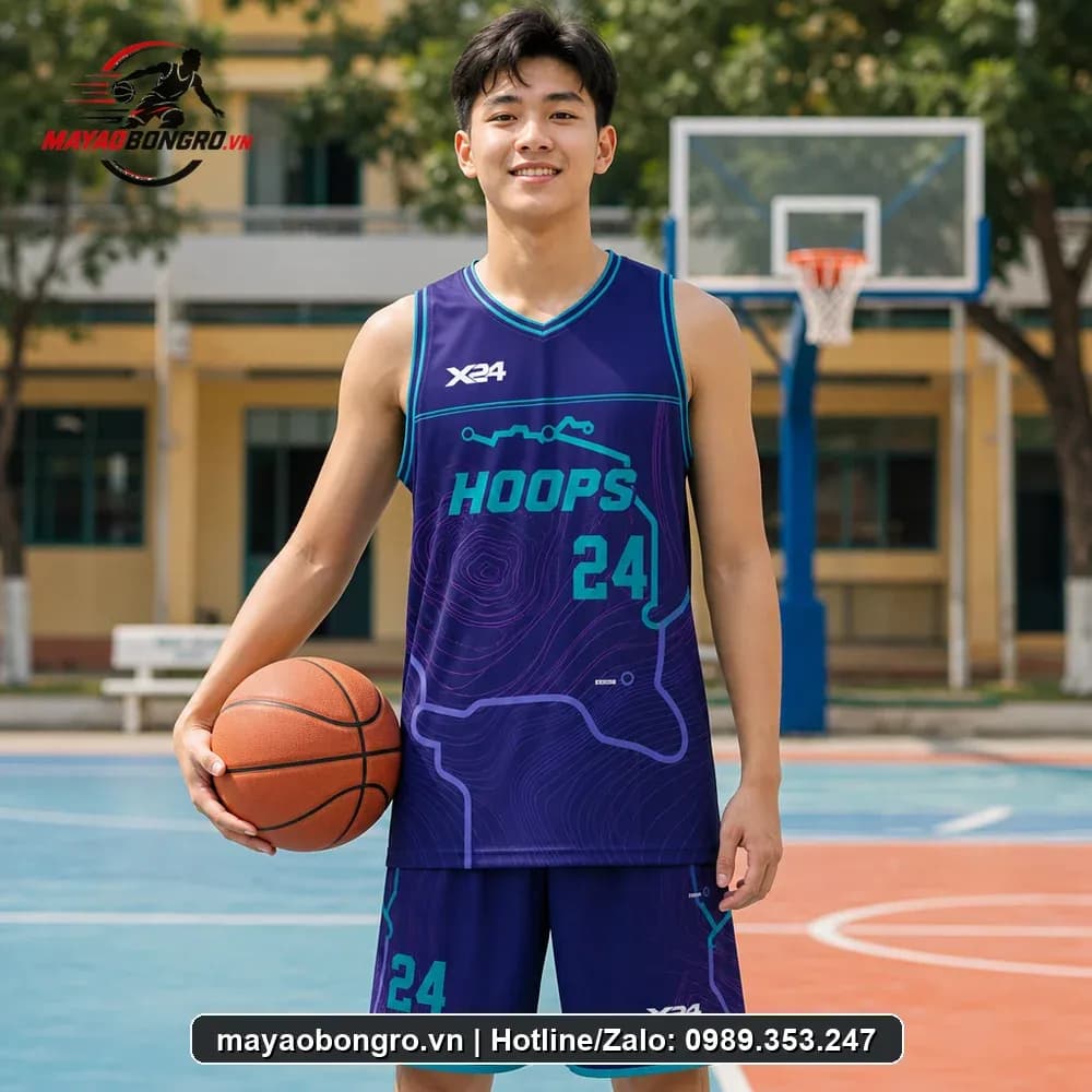 Bộ Quần Áo Bóng Rổ Áo Thể Thao Sports SYLPH Màu Tím Than Năng Động Trẻ Trung – Mã X24-SRC-BR-1405