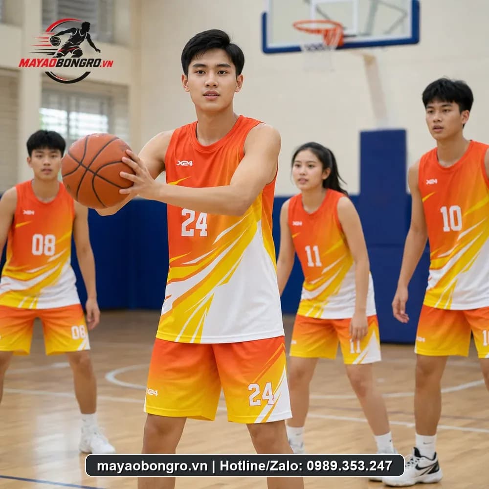 Bộ Quần Áo Bóng Rổ Bộ Đồ Năng Động Cam Trắng Vàng Màu Sắc Rực Rỡ Sức Sống Tràn Đầy – Mã X24-SRC-BR-1468