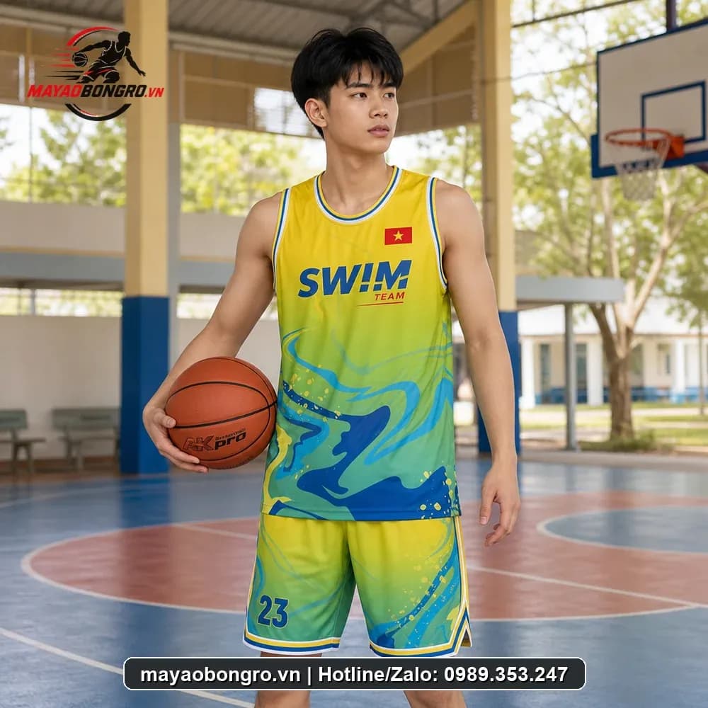 Bộ Quần Áo Bóng Rổ chuyển màu vàng xanh lá SWIM – Mã X24-SRC-BR-1532