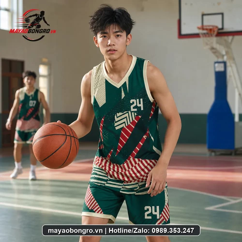 Bộ Quần Áo Bóng Rổ HOOPSNING KEEP MOVING Màu Xanh Ve Chai – Mã X24-SRC-BR-1616