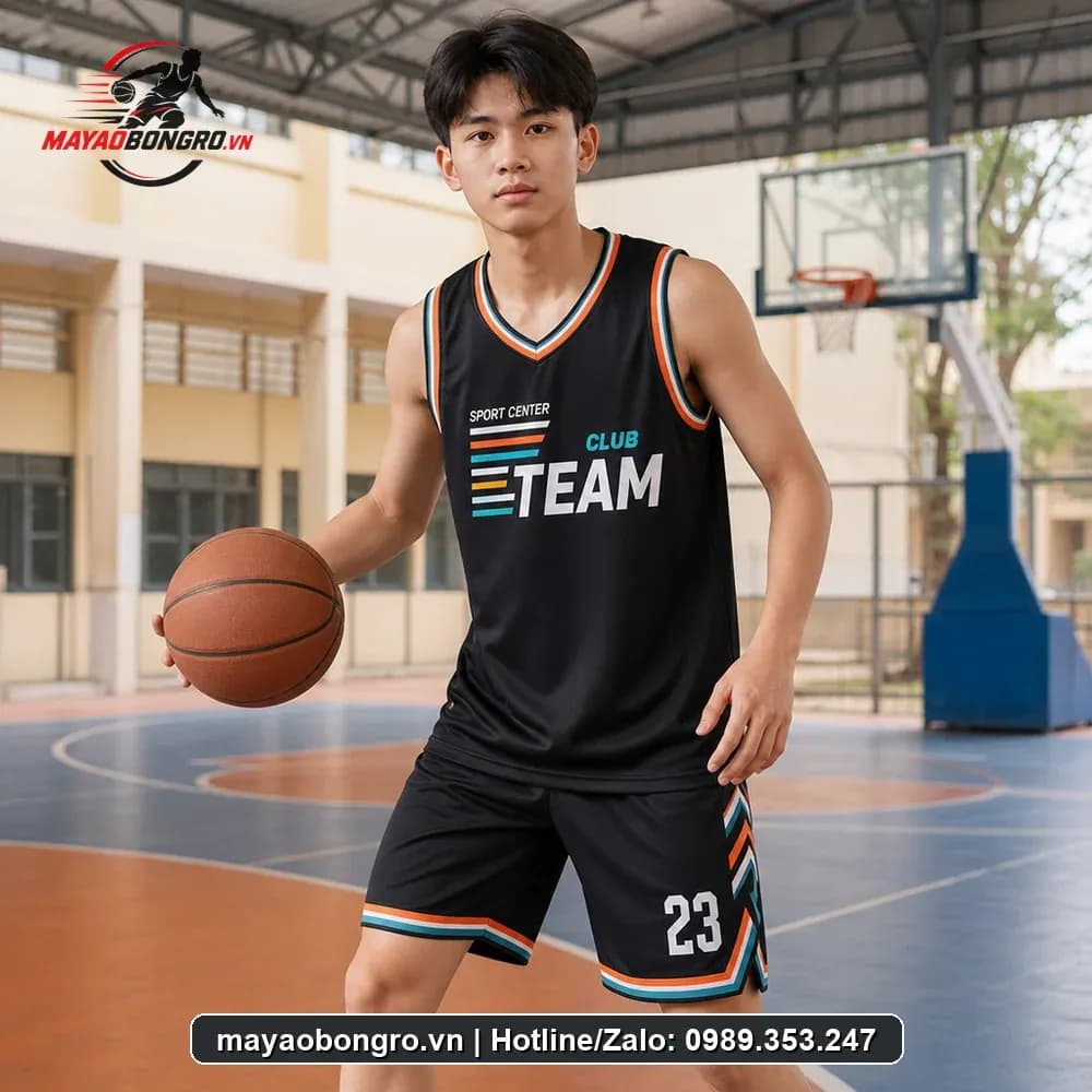 Bộ Quần Áo Bóng Rổ Logo CLUB SPORT CENTER Tông Đen Cam – Mã X24-SRC-BR-1687