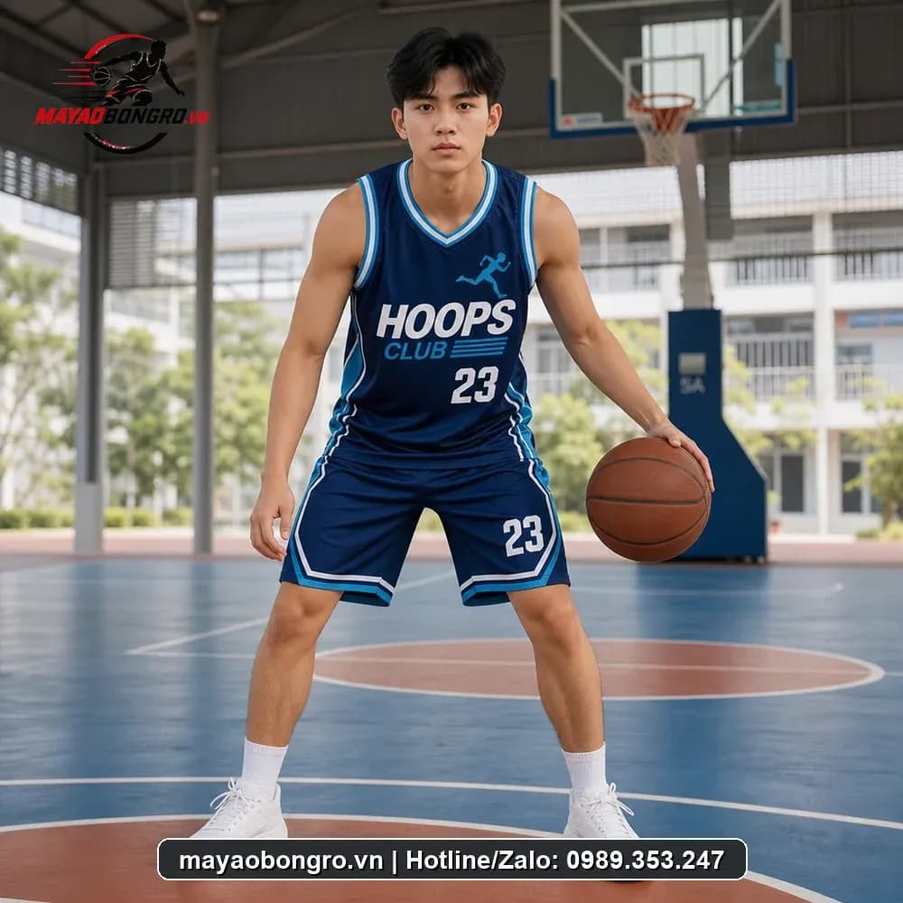 Bộ Quần Áo Bóng Rổ Logo Thun Đội Chạy CLUB Xanh Navy – Mã X24-SRC-BR-1689