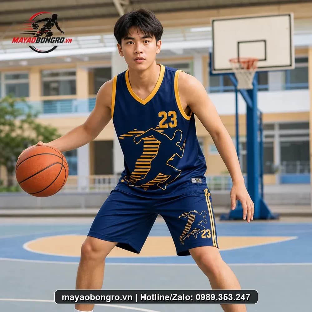 Bộ Quần Áo Bóng Rổ Logo xanh navy Logo năng động nhóm – Mã X24-SRC-BR-1673