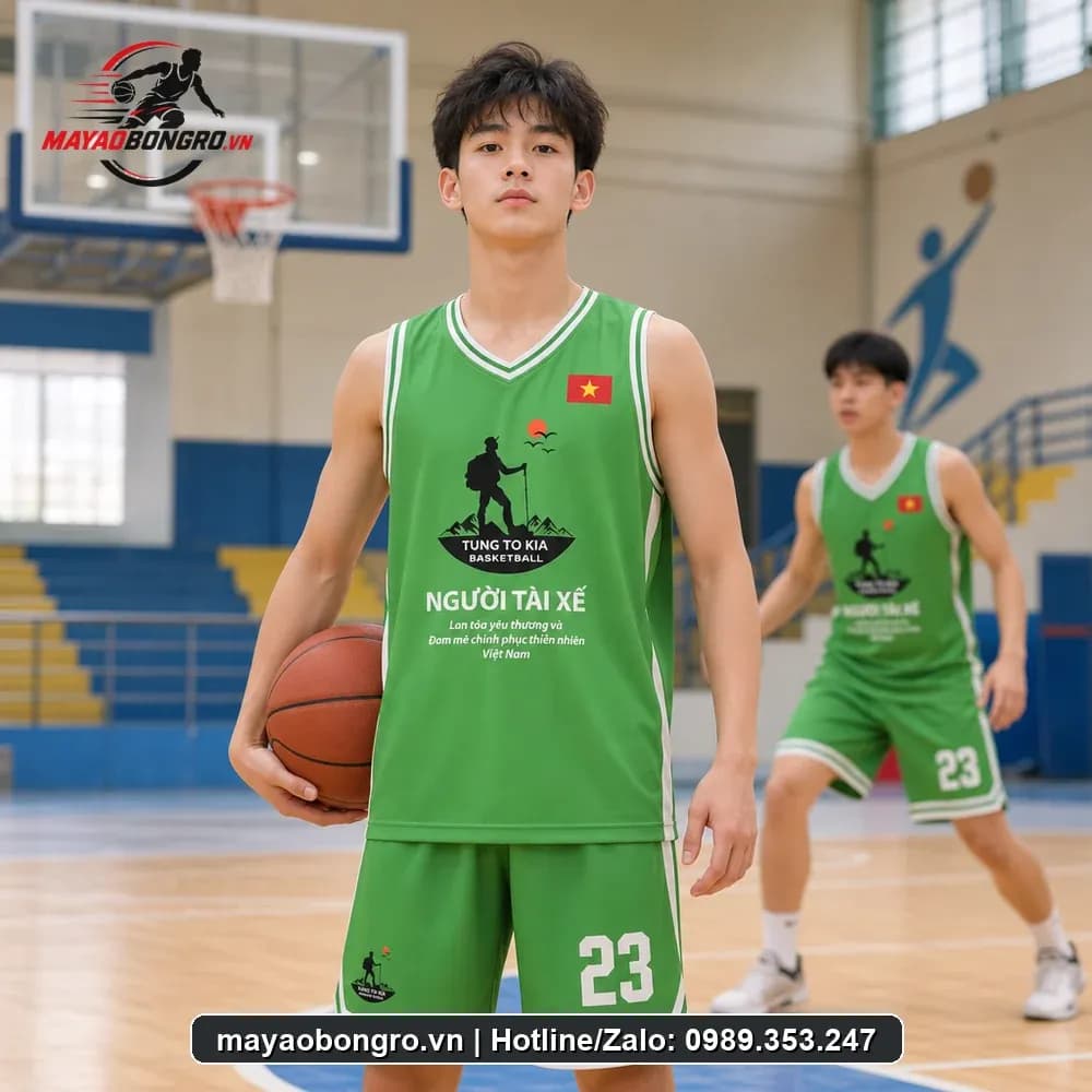 Bộ Quần Áo Bóng Rổ Màu Xanh Lá Thiết Kế Team Người Tài Xế thoáng mát Năng Động – Mã X24-SRC-BR-1572