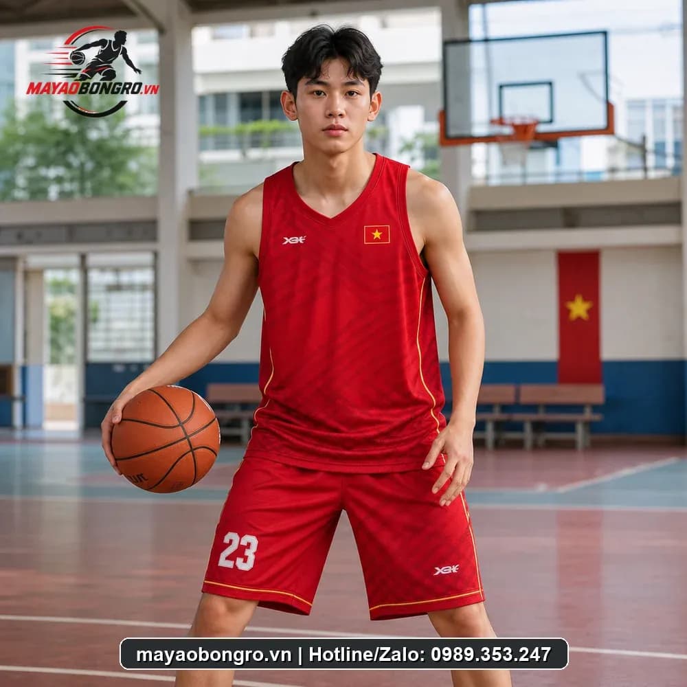 Bộ Quần Áo Bóng Rổ Nation of Vietnam màu đỏ Tinh – Mã X24-SRC-BR-1709