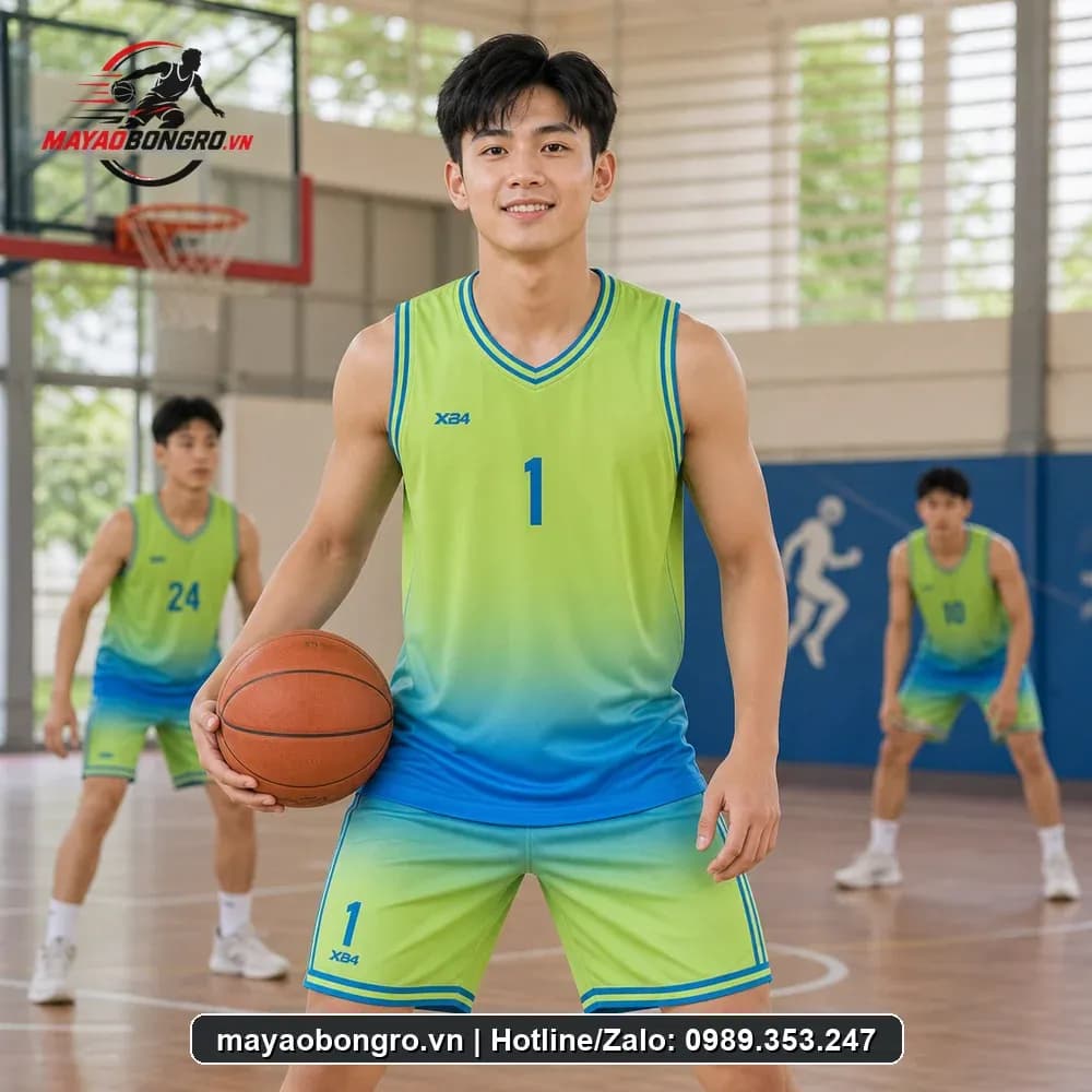 Bộ Quần Áo Bóng Rổ Ombre Xanh Lá Xanh Dương Năng Động – Mã X24-SRC-BR-1586