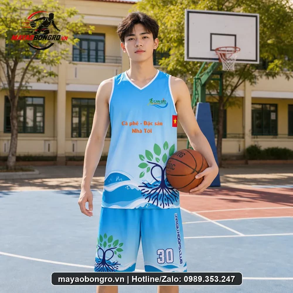Bộ Quần Áo Bóng Rổ Team Cần Giờ Team màu xanh dương nhạt – Mã X24-SRC-BR-1579