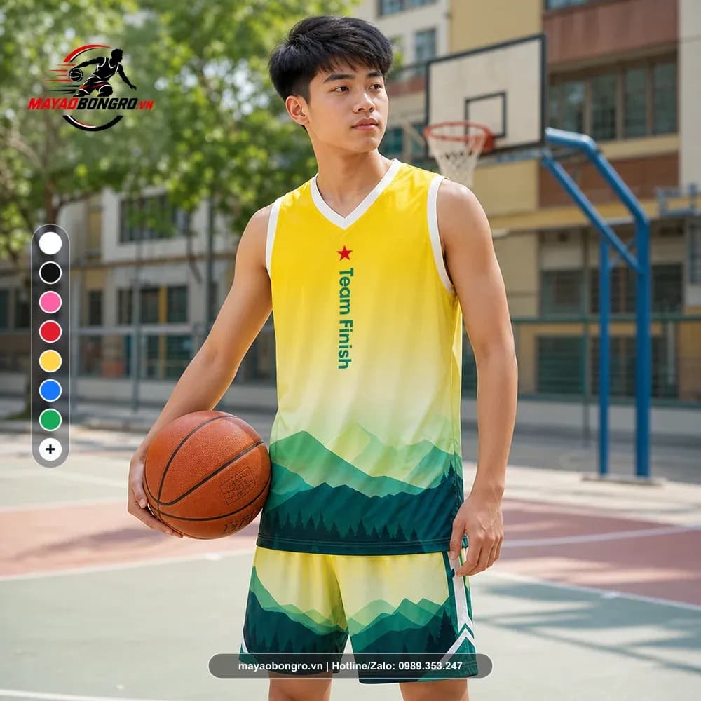 Bộ Quần Áo Bóng Rổ Team Finish Vàng Gradient X24-BR-015 – Mã X24-SRC-BR-1513