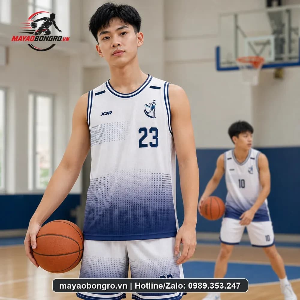 Bộ Quần Áo Bóng Rổ Team Team Trắng Xanh Gradient Năng Động – Mã X24-SRC-BR-1731