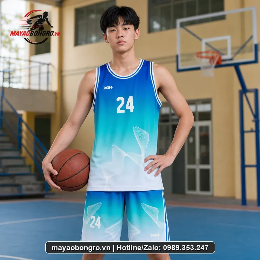 Bộ Quần Áo Bóng Rổ thiết kế màu gradient xanh dương – Mã X24-SRC-BR-1764