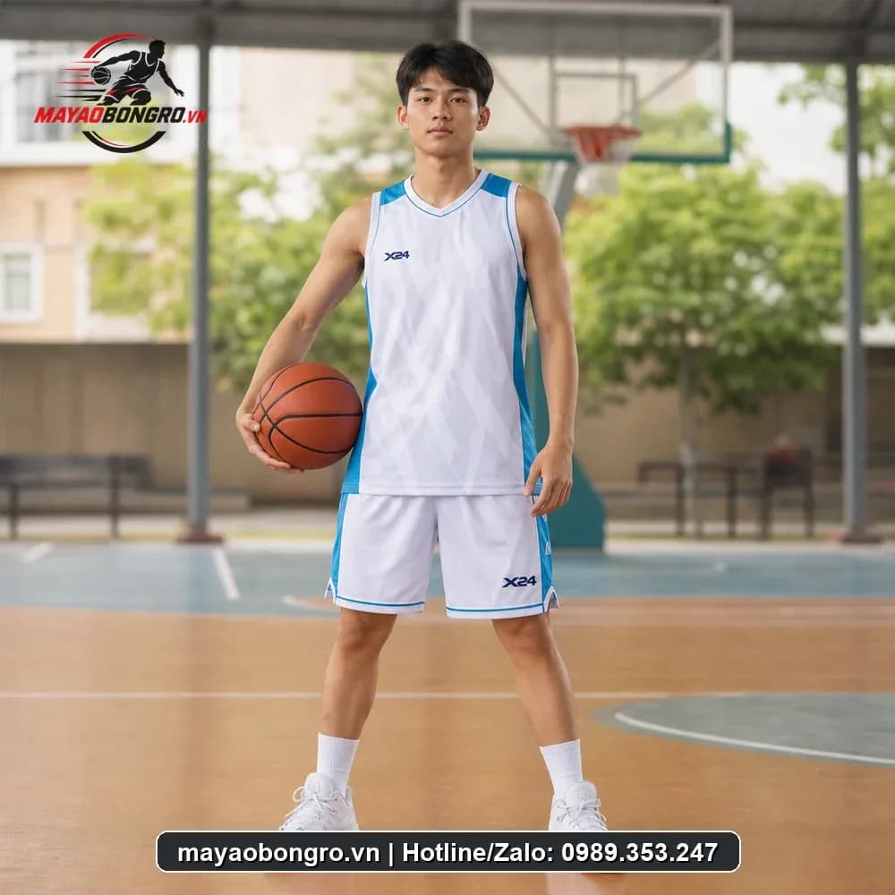 Bộ Quần Áo Bóng Rổ Trắng Xanh Sports Năng Động Trẻ – Mã X24-SRC-BR-1593