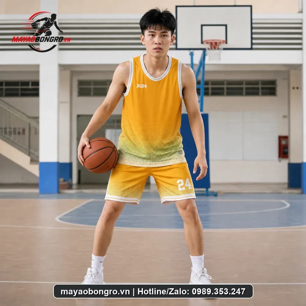 Bộ Quần Áo Bóng Rổ Vàng Đậm Năng Động Thoáng Khí – Mã X24-SRC-BR-1340