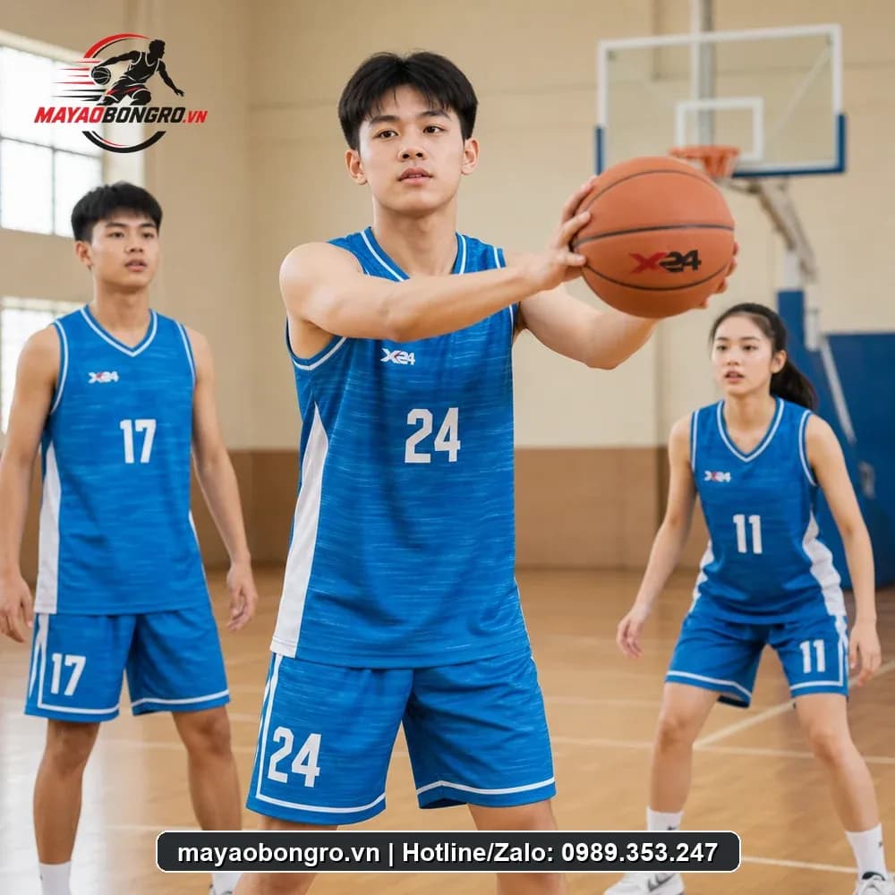 Bộ Quần Áo Bóng Rổ Xanh Bích In Logo Team Năng Động Thoải Mái Tột Đỉnh – Mã X24-SRC-BR-1611