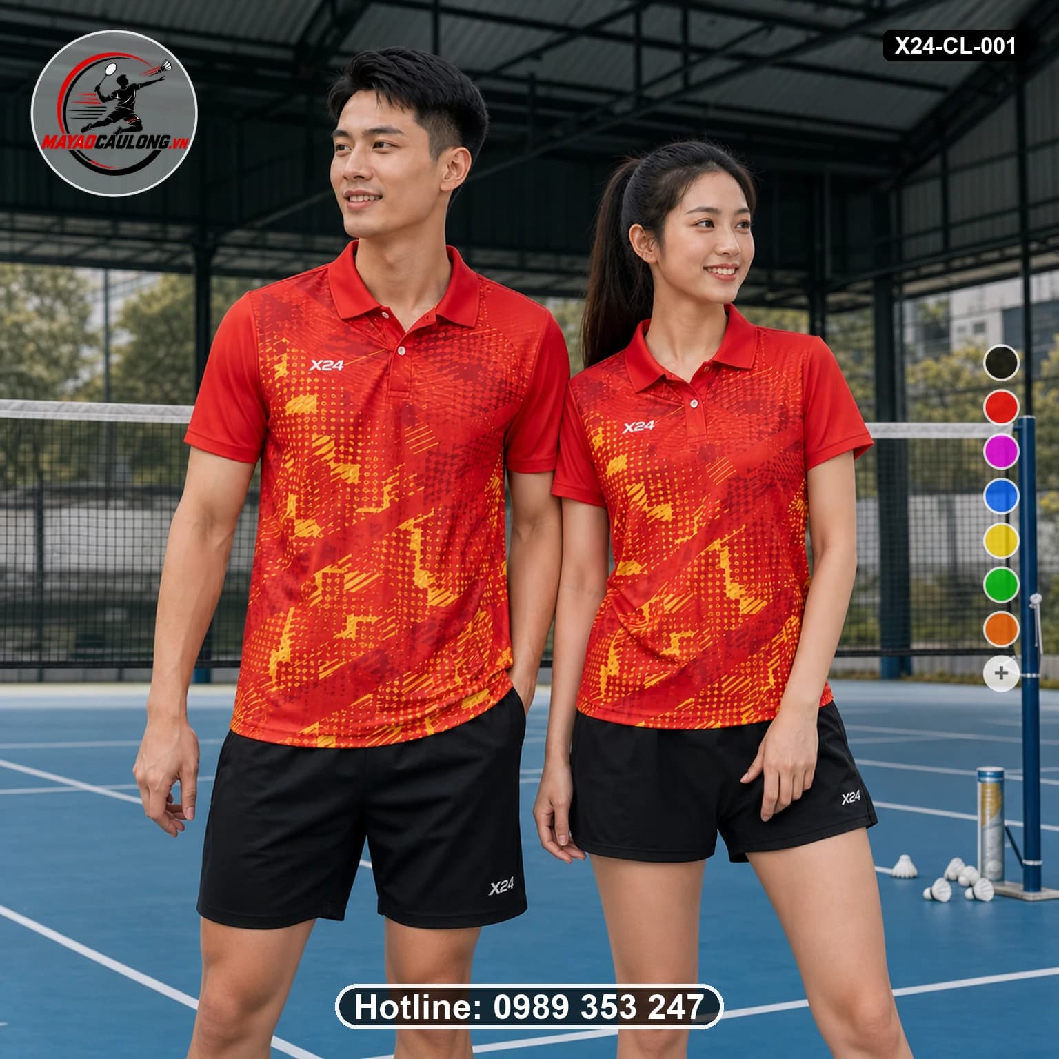 Áo Cầu Lông Đặt May X24-CL-001 Đỏ Vàng - ảnh đăng web