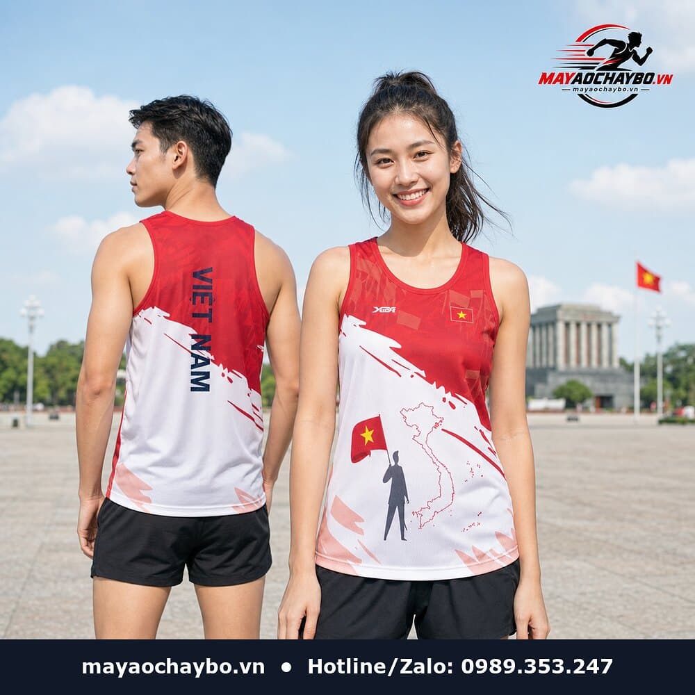 Áo chạy bộ Hành Trình Việt – Đỏ Trắng Tự Hào Dân Tộc