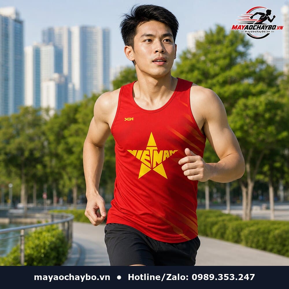 Áo Chạy Bộ Chiến Thắng Việt Nam Màu Đỏ Tươi