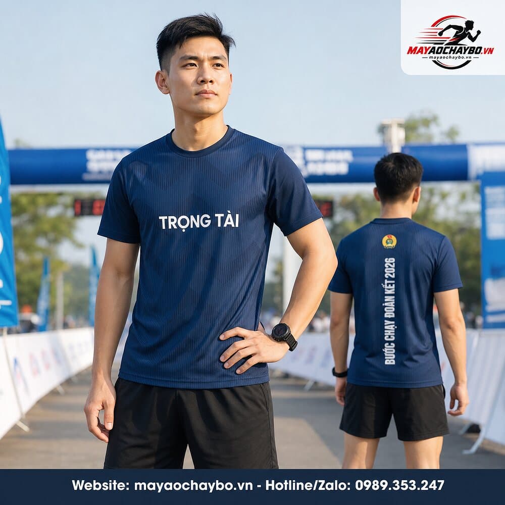 Áo Chạy Bộ Xanh Đậm Trọng Tài – Bước Chạy Đoàn Kết 2026