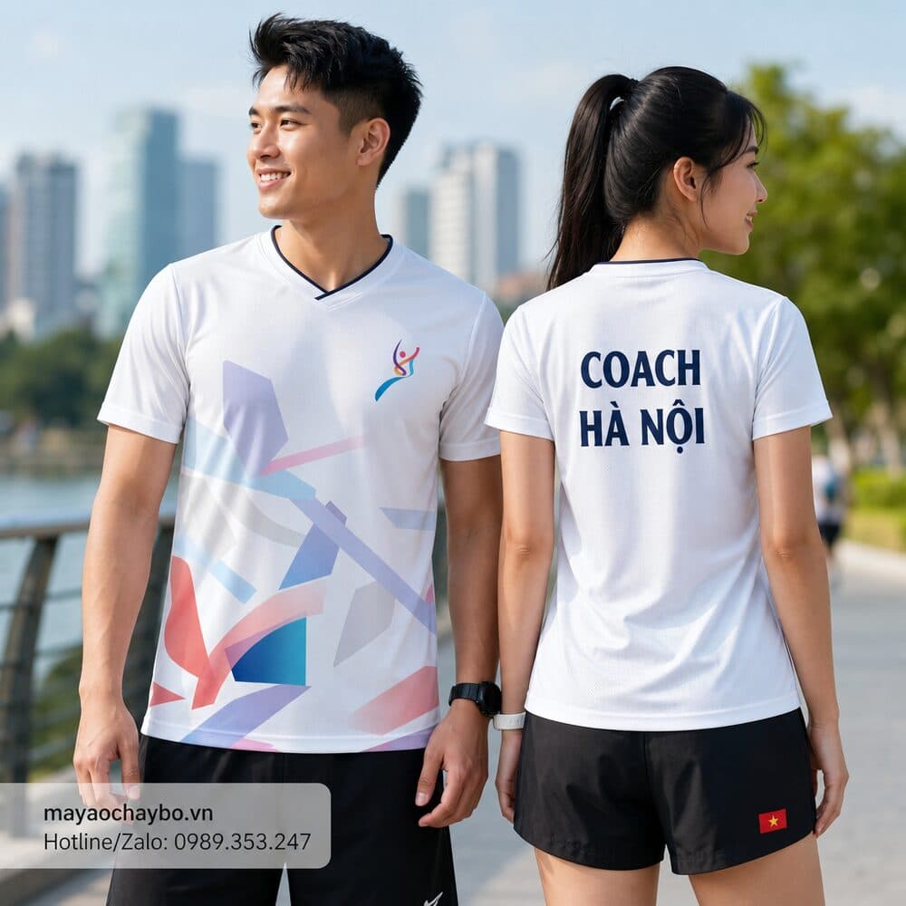 Áo Chạy Bộ Trắng Thiết Kế Riêng – Năng Động & Thoáng Mát