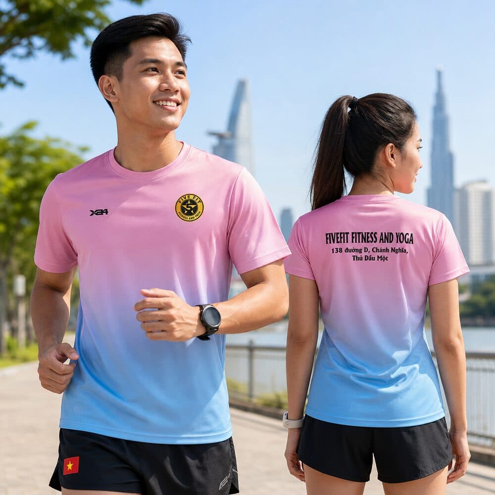 Áo Chạy Bộ FIVE FIT Gradient Hồng Xanh Dương