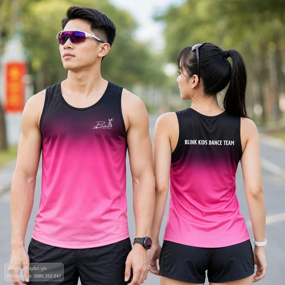 Áo Chạy Bộ Hồng Đen Blink Kids Dance Team – Gradient Cá Tính Cho Bé Năng Động