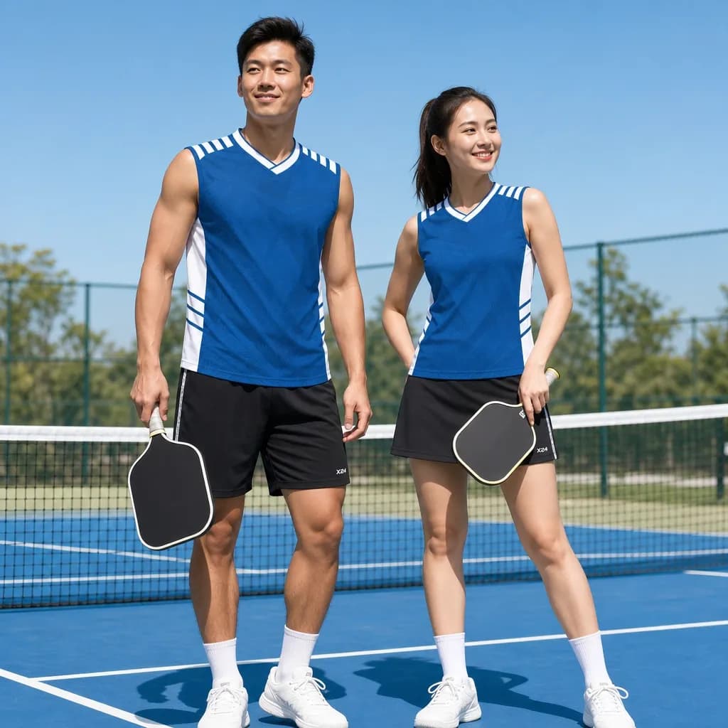 Bộ Quần Áo Pickleball Nam Nữ X24-PB-626 Xanh dương thể thao phối trắng – Tuyển chọn X24Sport