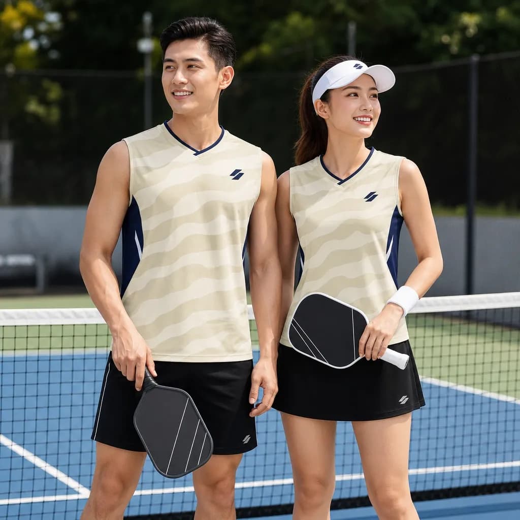 Bộ Quần Áo Pickleball Nam Nữ X24-PB-628 Kem đen phối navy – Tuyển chọn X24Sport