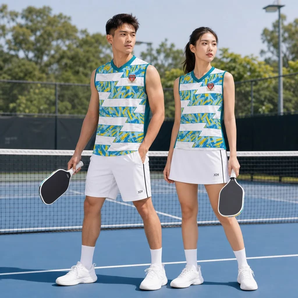 Bộ Quần Áo Pickleball Nam Nữ X24-PB-629 Trắng xanh ngọc – Tuyển chọn X24Sport