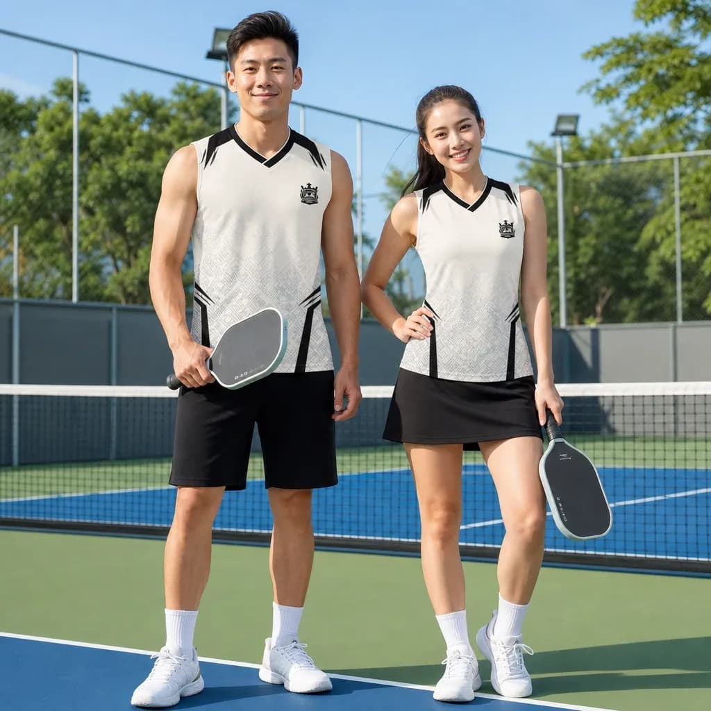 Bộ Quần Áo Pickleball Nam Nữ X24-PB-630 Kem đen cổ điển – Tuyển chọn X24Sport
