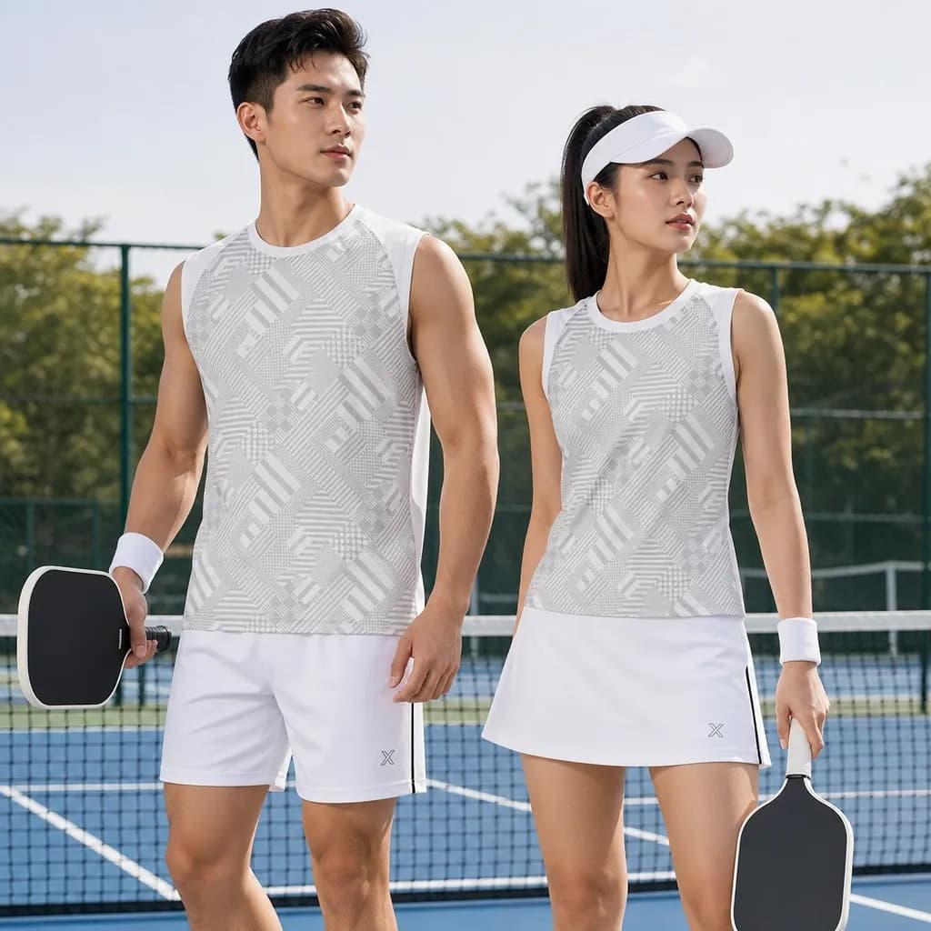 Bộ Quần Áo Pickleball Nam Nữ X24-PB-635 Trắng xám – Tuyển chọn X24Sport