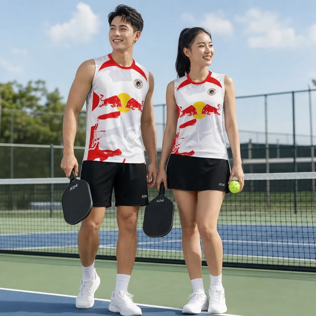 Bộ Quần Áo Pickleball Nam Nữ X24-PB-636 Trắng đỏ vàng – Tuyển chọn X24Sport