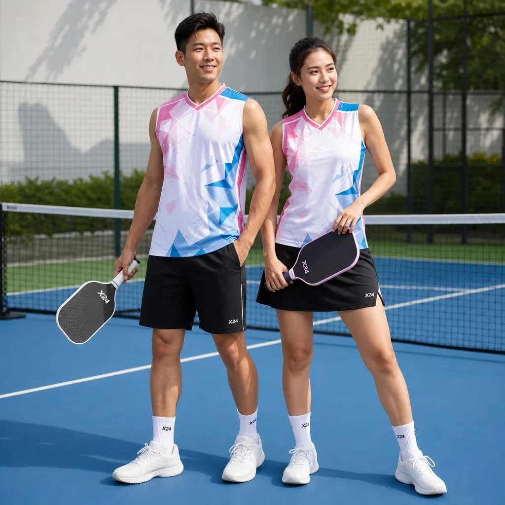 Bộ Quần Áo Pickleball Nam Nữ X24-PB-638 Hồng xanh pastel – Tuyển chọn X24Sport
