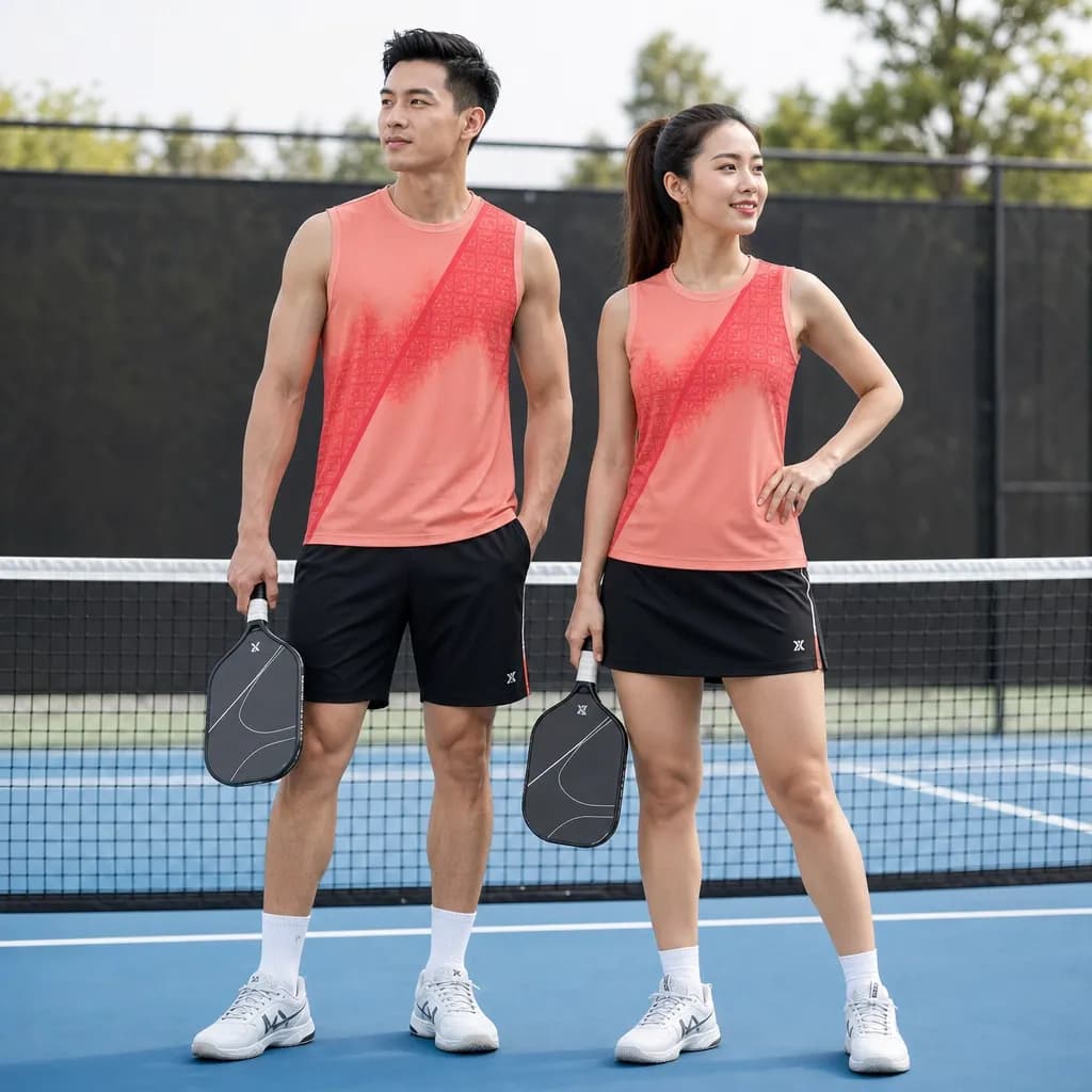 Bộ Quần Áo Pickleball Nam Nữ X24-PB-640 Cam hồng coral – Tuyển chọn X24Sport