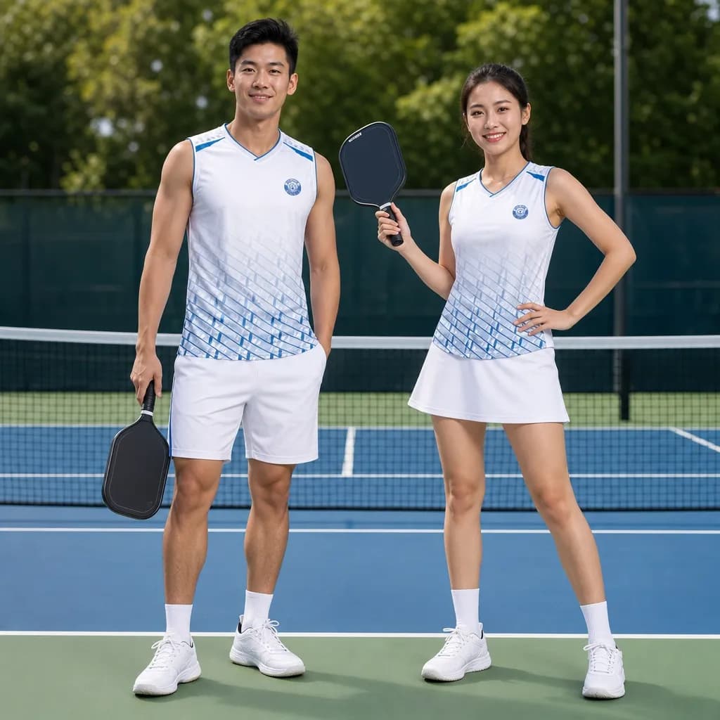 Bộ Quần Áo Pickleball Nam Nữ X24-PB-641 Trắng xanh dương – Tuyển chọn X24Sport