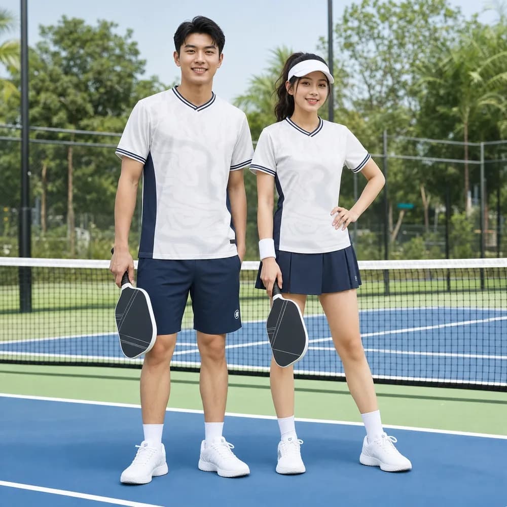 Bộ Quần Áo Pickleball Nam Nữ X24-PB-647 Trắng phối xanh navy đen – Tuyển chọn X24Sport