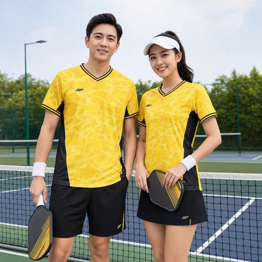 Bộ Quần Áo Pickleball Nam Nữ X24-PB-649 Vàng phối đen – Tuyển chọn X24Sport