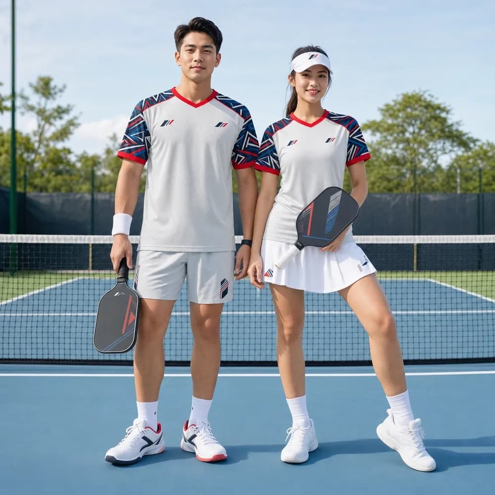 Bộ Quần Áo Pickleball Nam Nữ X24-PB-651 Trắng phối đỏ xanh navy xám – Tuyển chọn X24Sport