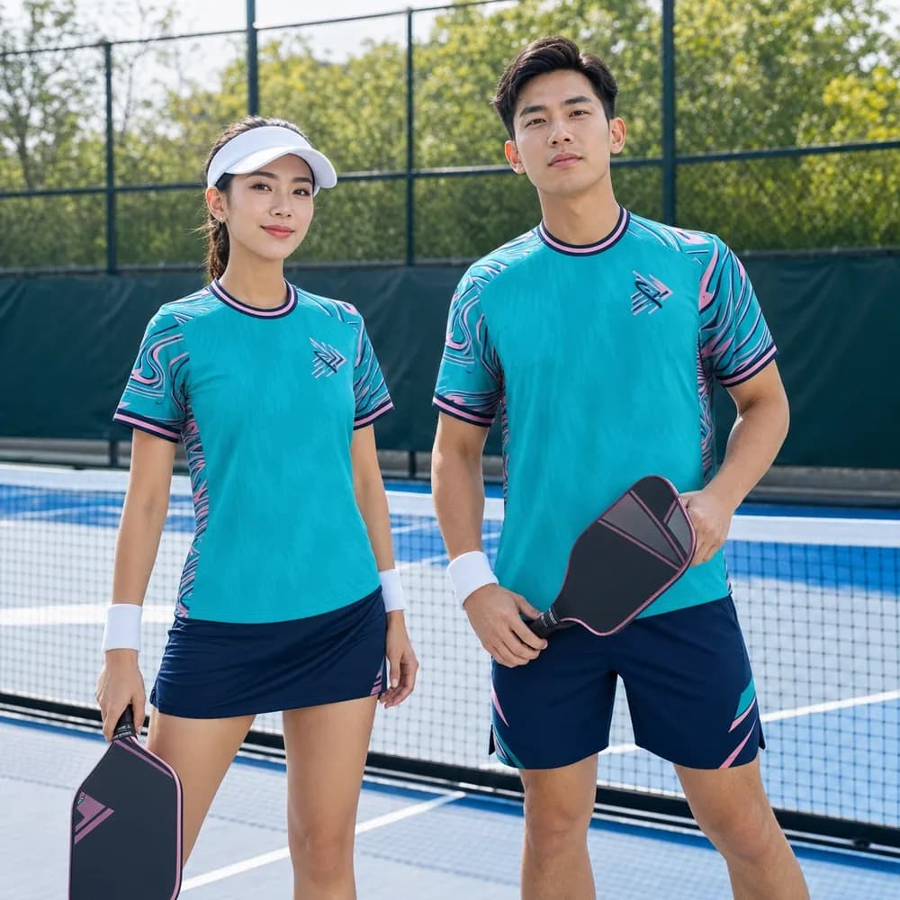 Bộ Quần Áo Pickleball Nam Nữ X24-PB-652 Xanh ngọc phối hồng pastel – Tuyển chọn X24Sport