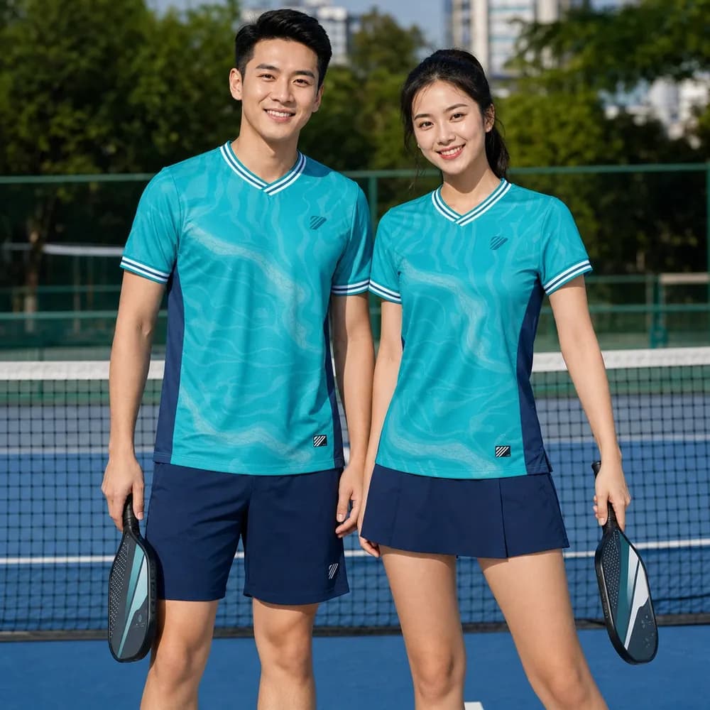Bộ Quần Áo Pickleball Nam Nữ X24-PB-654 Xanh ngọc phối trắng xanh navy – Tuyển chọn X24Sport