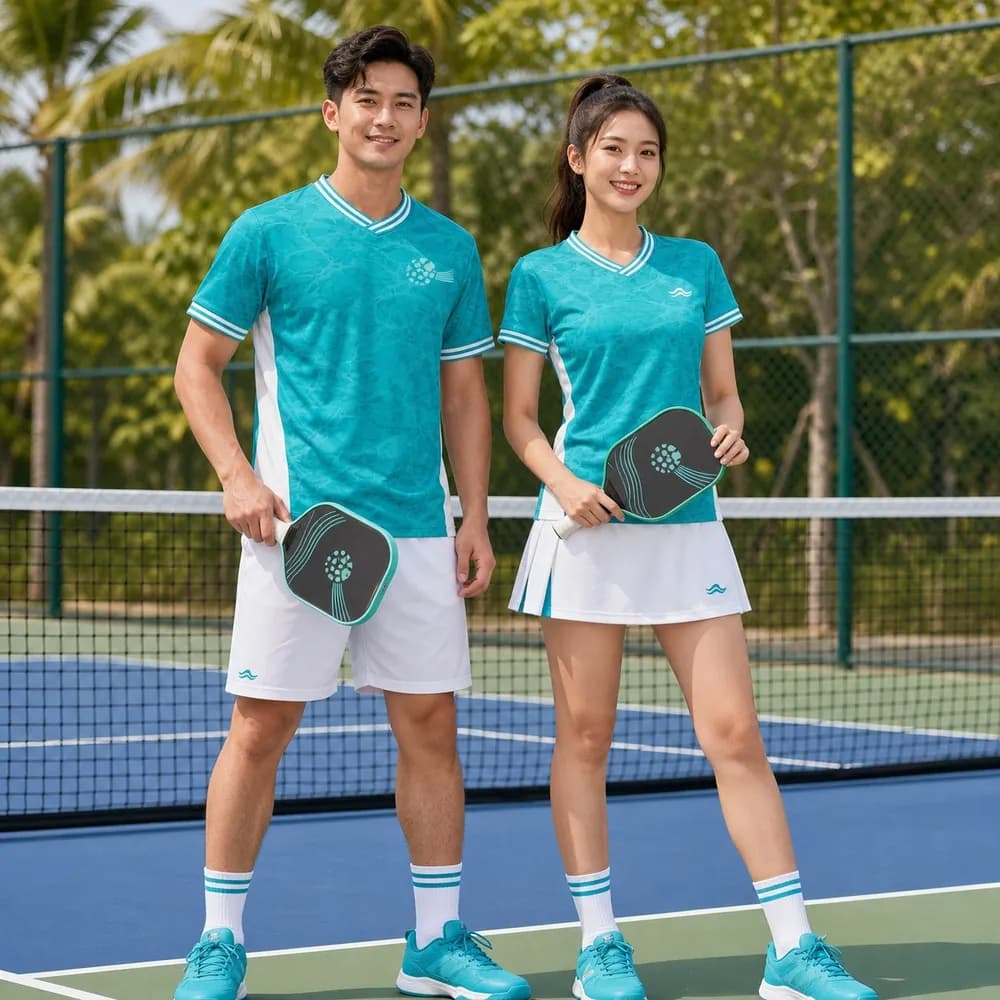 Bộ Quần Áo Pickleball Nam Nữ X24-PB-655 Xanh ngọc phối trắng – Tuyển chọn X24Sport