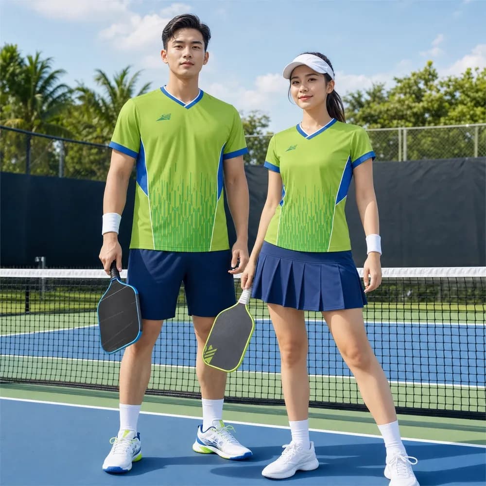 Bộ Quần Áo Pickleball Nam Nữ X24-PB-657 Xanh chuối phối xanh dương – Tuyển chọn X24Sport