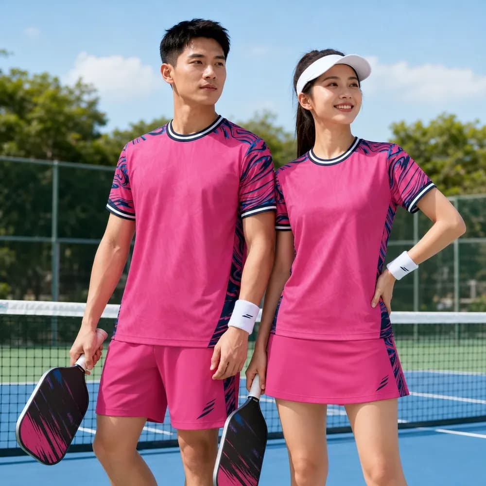 Bộ Quần Áo Pickleball Nam Nữ X24-PB-659 Hồng đậm phối xanh navy – Tuyển chọn X24Sport