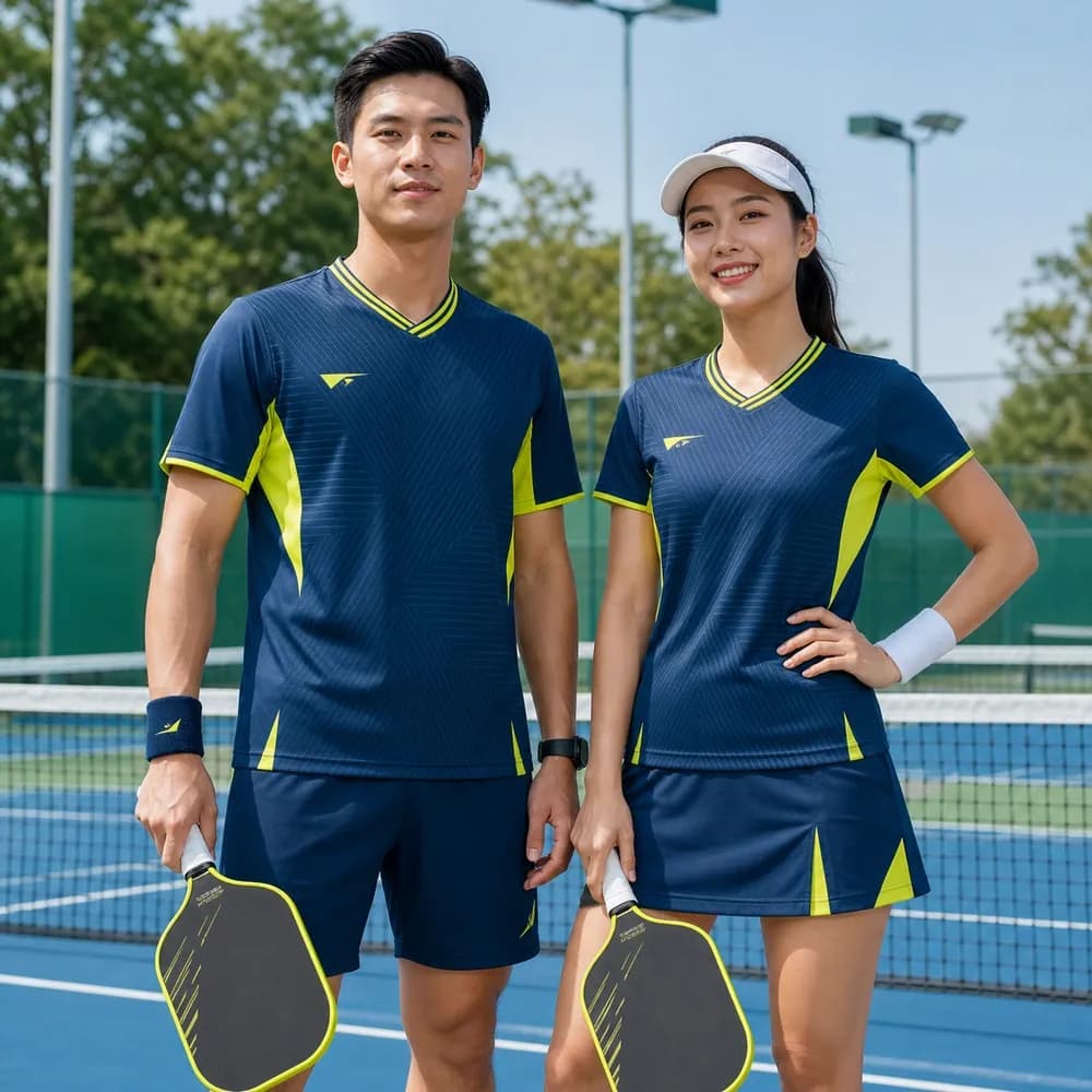 Bộ Quần Áo Pickleball Nam Nữ X24-PB-660 Xanh navy phối vàng neon – Tuyển chọn X24Sport