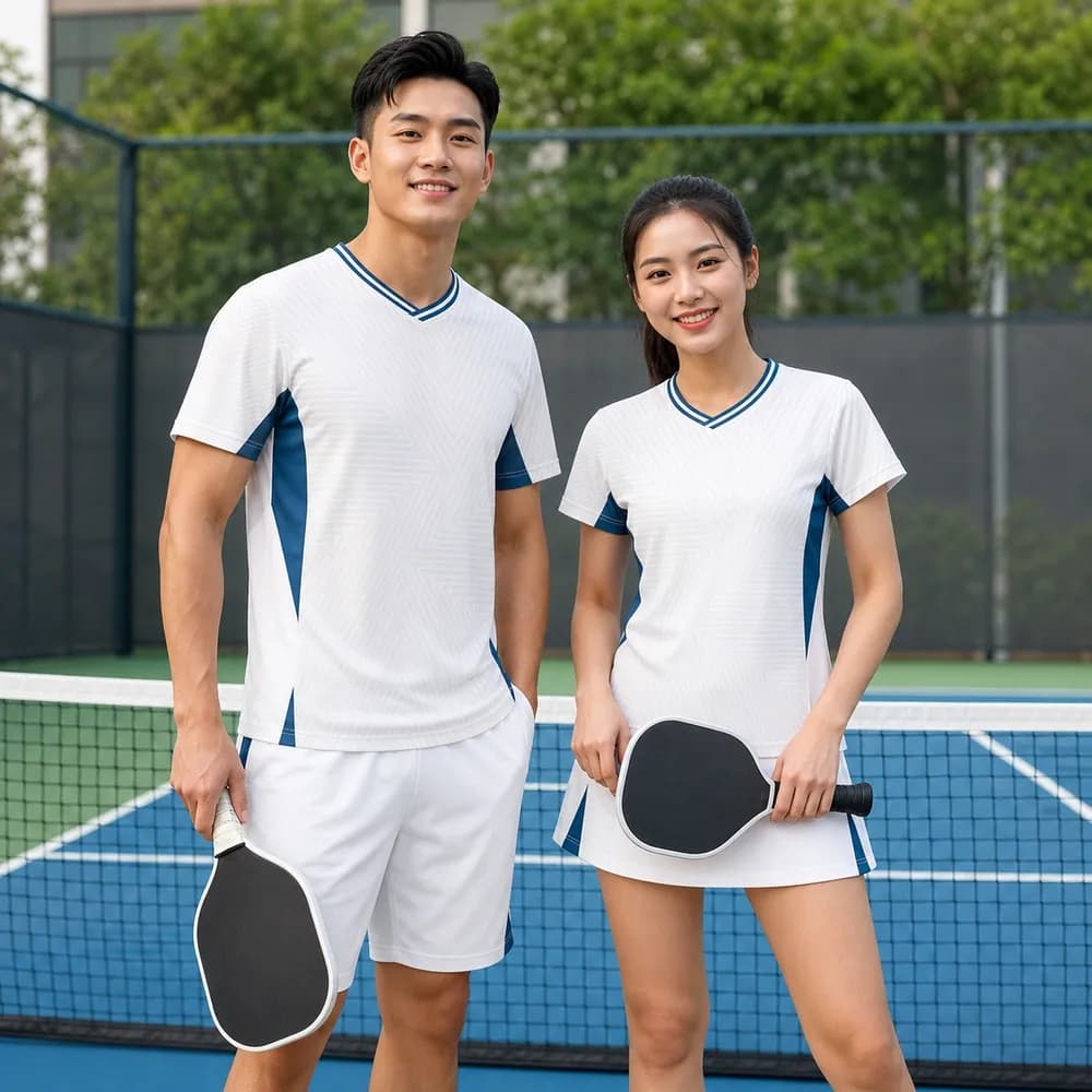 Bộ Quần Áo Pickleball Nam Nữ X24-PB-667 Trắng phối xanh navy xanh dương – Tuyển chọn X24Sport