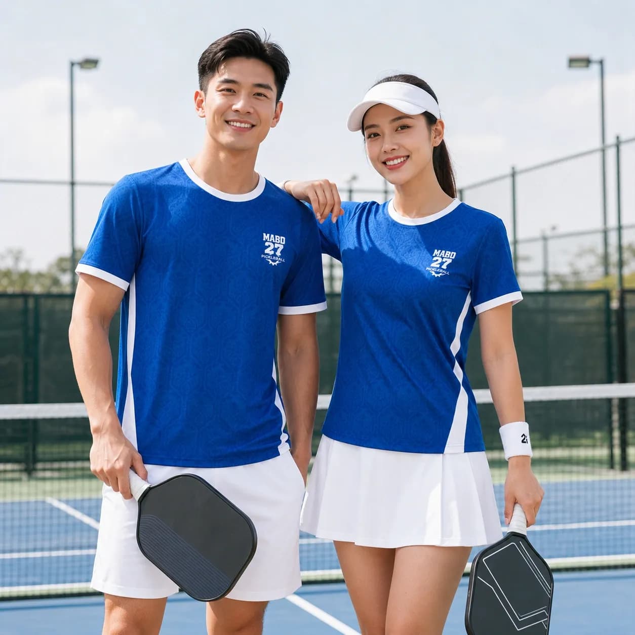 Bộ Quần Áo Pickleball Nam Nữ X24-PB-673 Xanh dương phối trắng – Tuyển chọn X24Sport