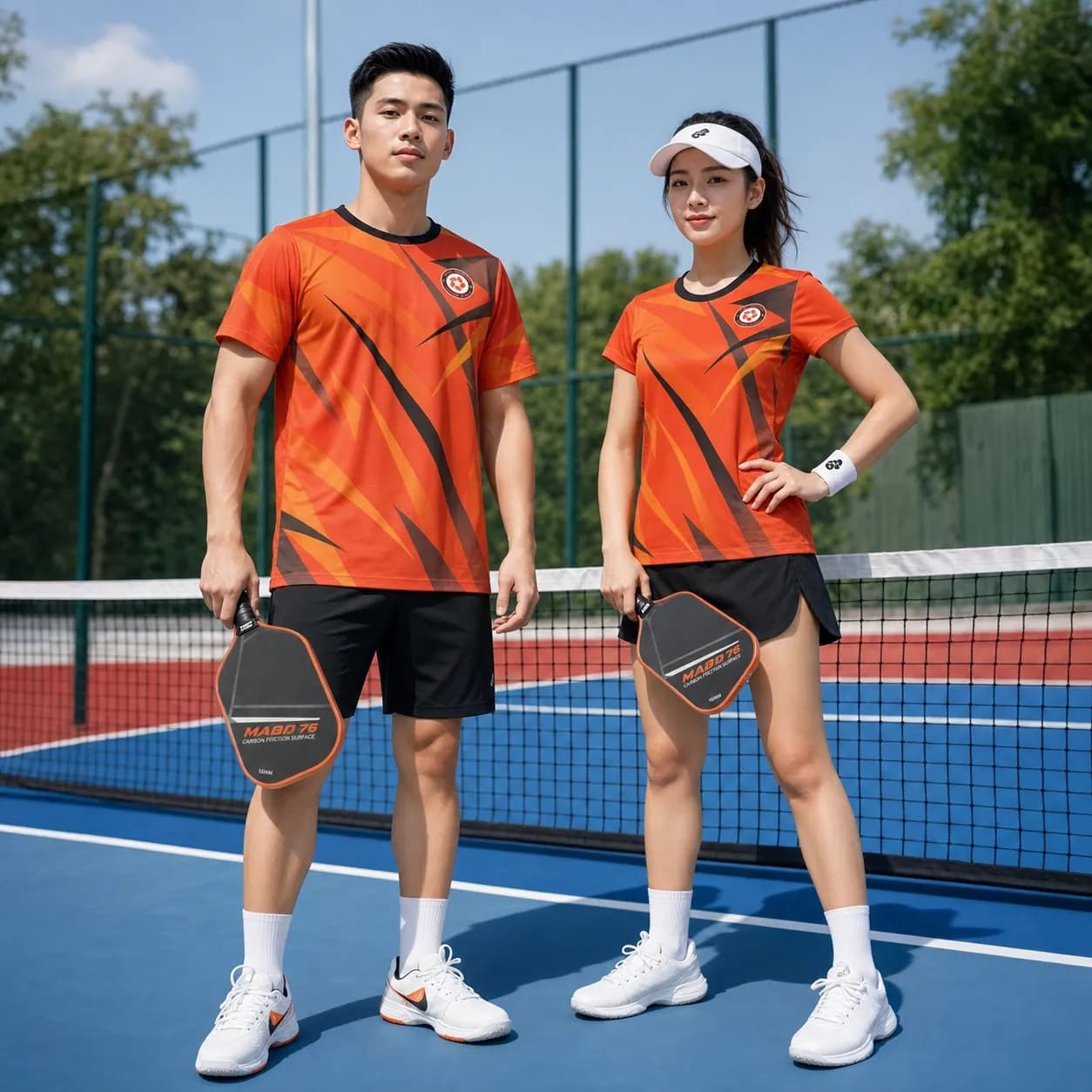 Bộ Quần Áo Pickleball Nam Nữ X24-PB-676 Cam phối đen vàng cam – Tuyển chọn X24Sport