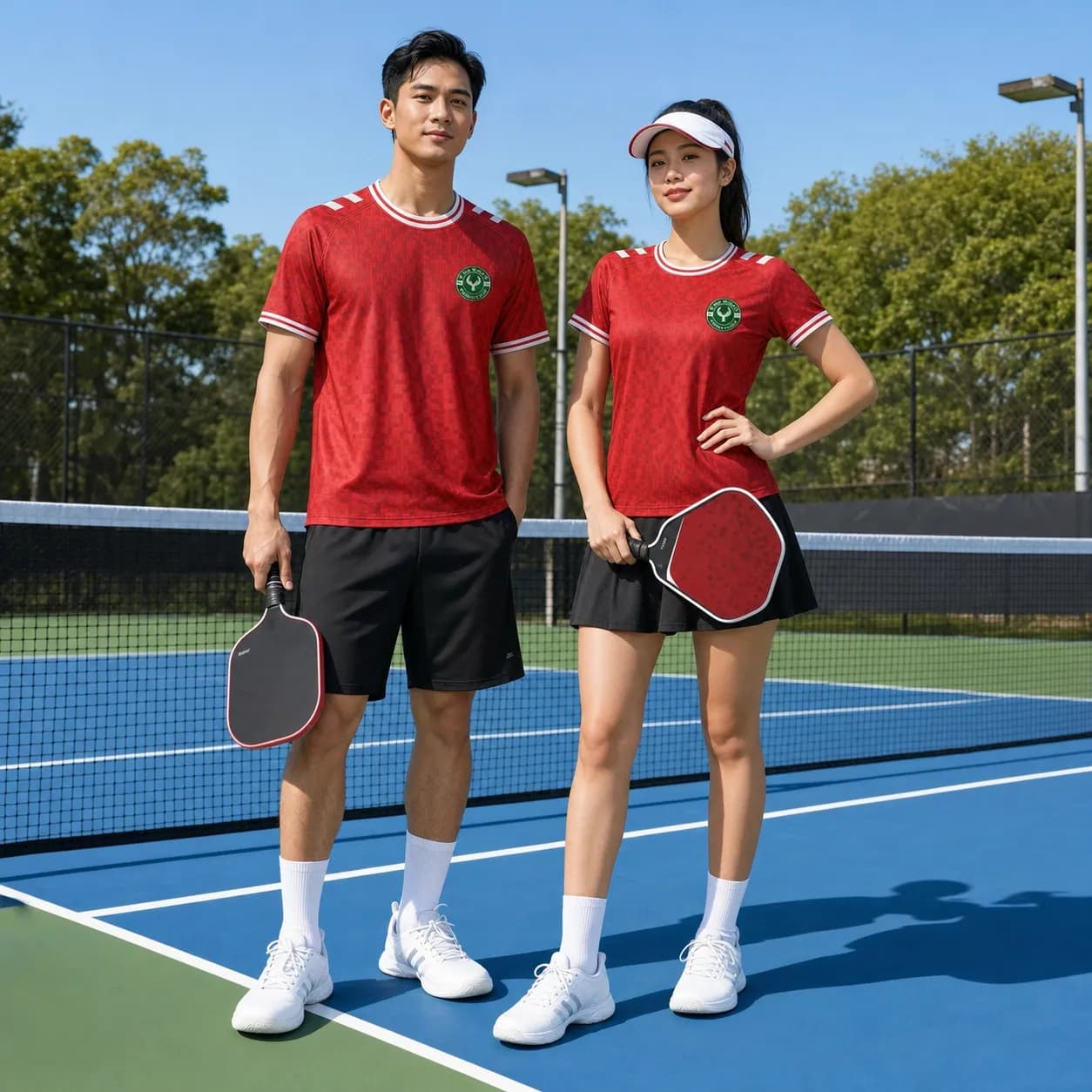 Bộ Quần Áo Pickleball Nam Nữ X24-PB-681 Đỏ phối đen trắng – Tuyển chọn X24Sport
