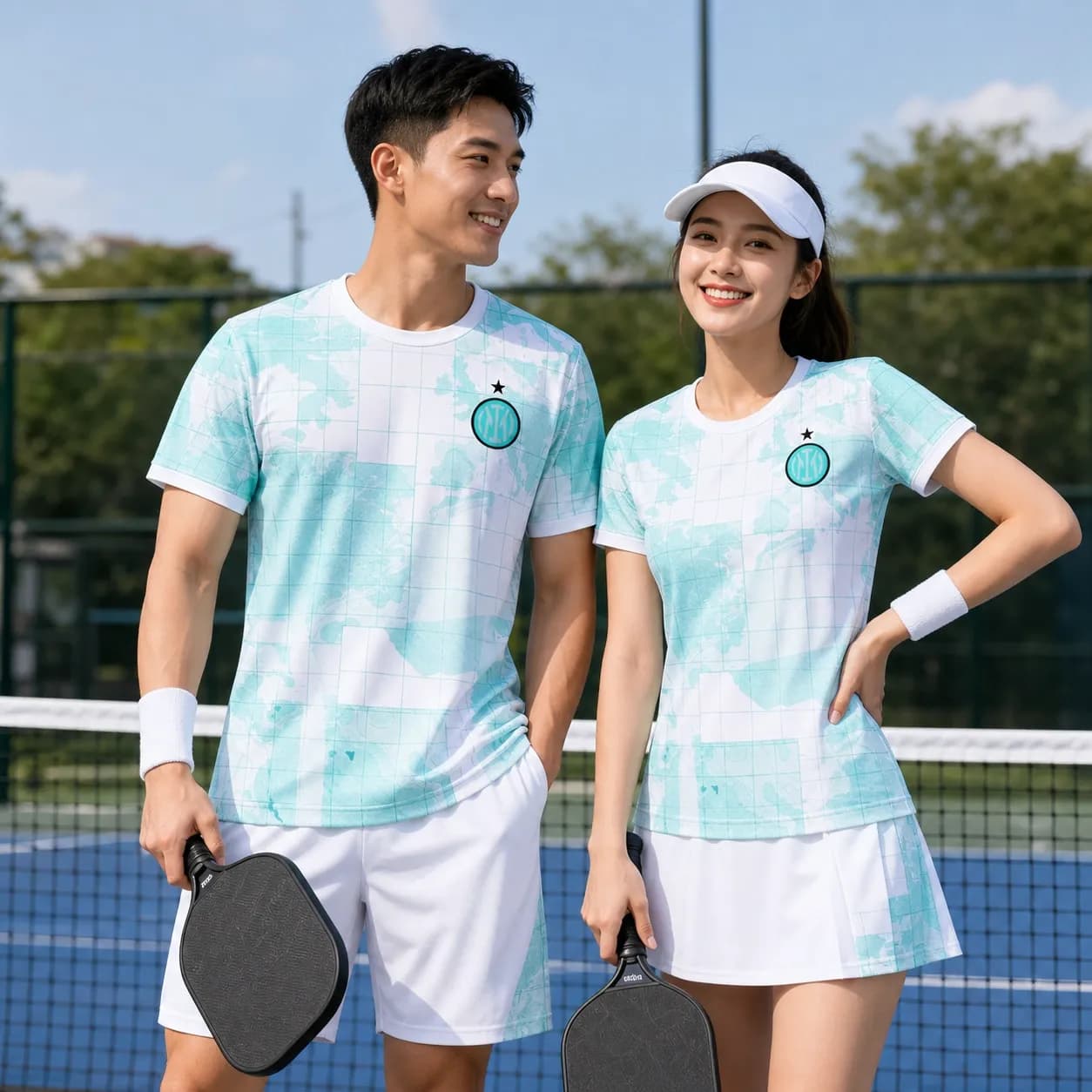 Bộ Quần Áo Pickleball Nam Nữ X24-PB-682 Trắng phối xanh mint xanh ngọc – Tuyển chọn X24Sport
