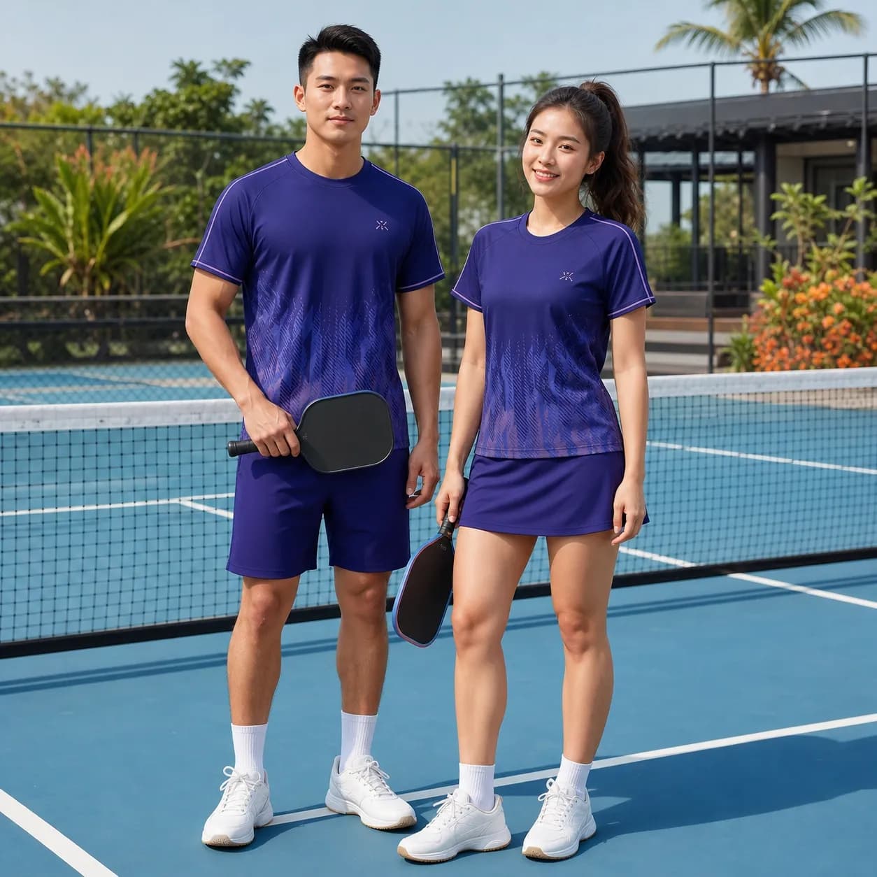 Bộ Quần Áo Pickleball Nam Nữ X24-PB-684 Tím phối xanh navy tím pastel – Tuyển chọn X24Sport
